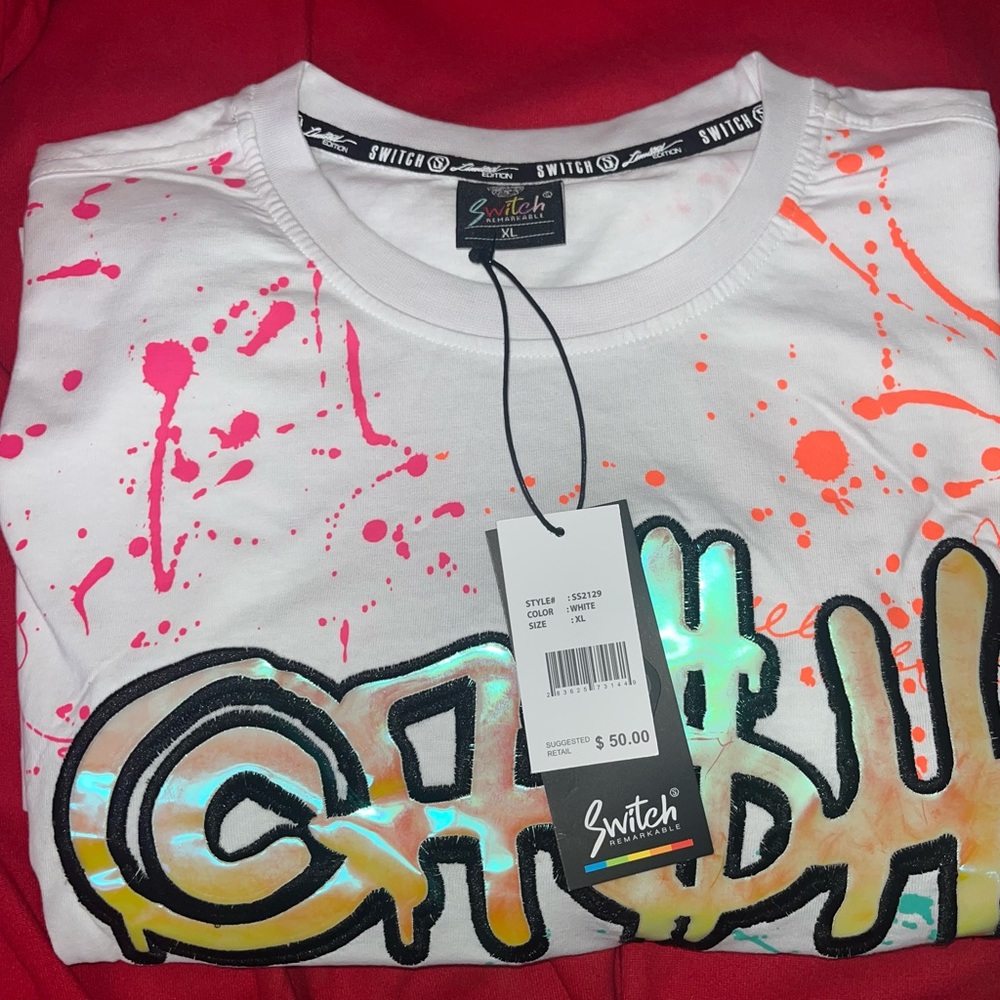 Switch White Graphic T-Shirt with Neon Accents